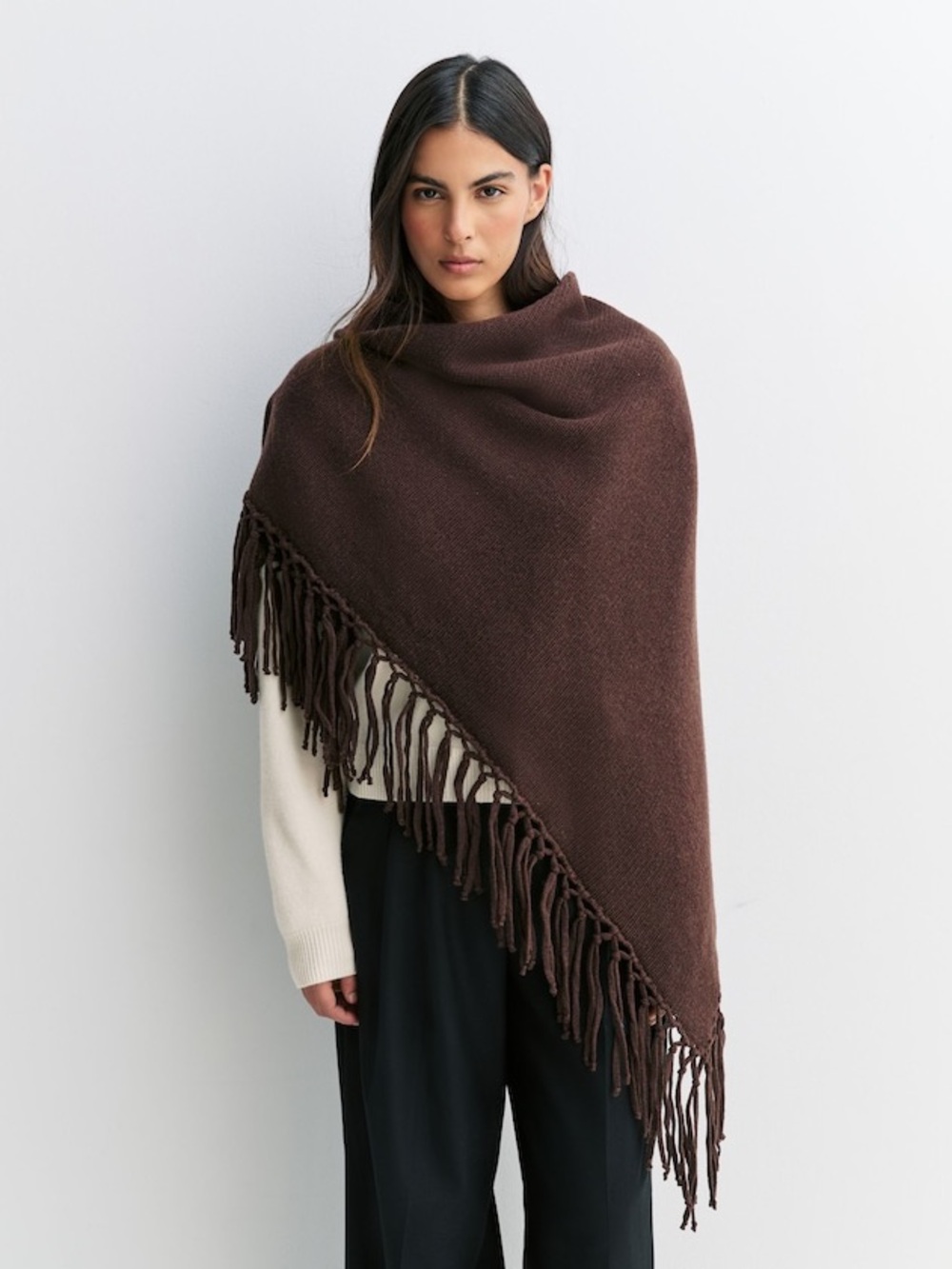 Weekend MaxMara Tornado Wool Scarf Wrap Poncho Brown OS EUC Old Money Luxury